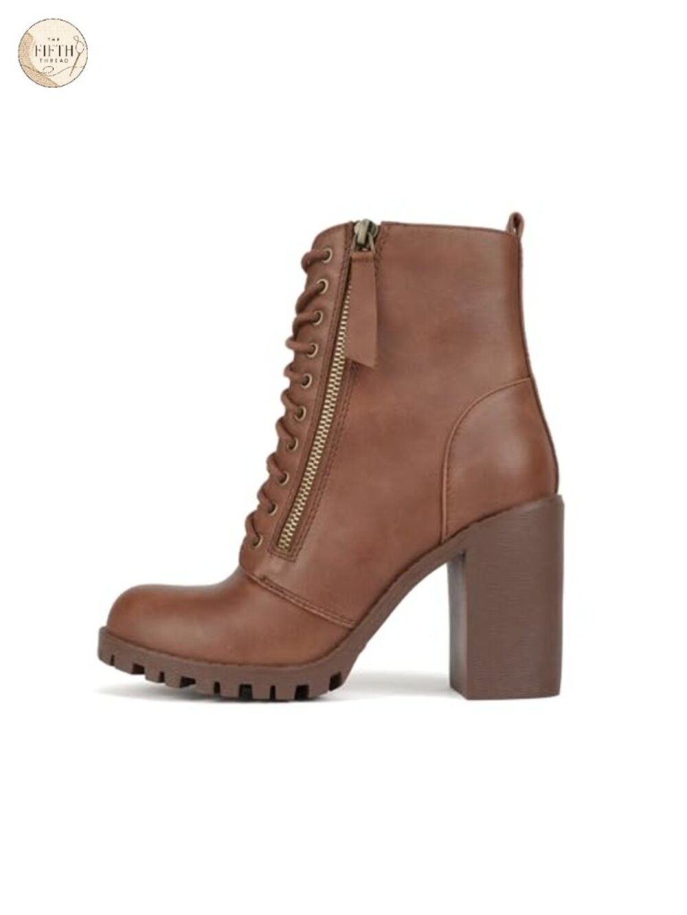 Faux Lace Up Chunky Lug Sole Combat Bootie